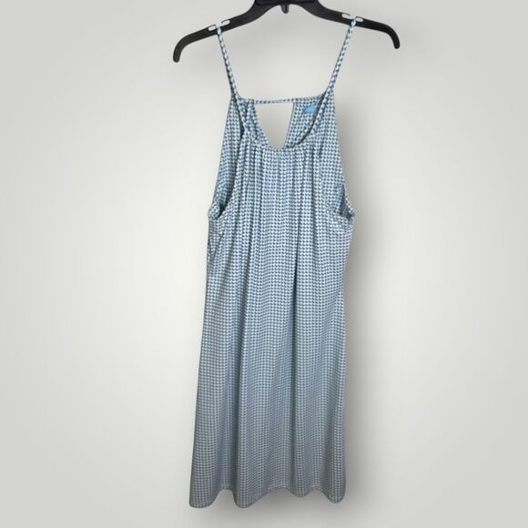 J. McLaughlin Maria Catalina Cloth Blue White Halter Dress Size Medium - Picture 2 of 8